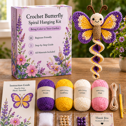 🧶 Crochet Garden Animal Spiral Hanging Kit – Beginner-Friendly DIY Craft