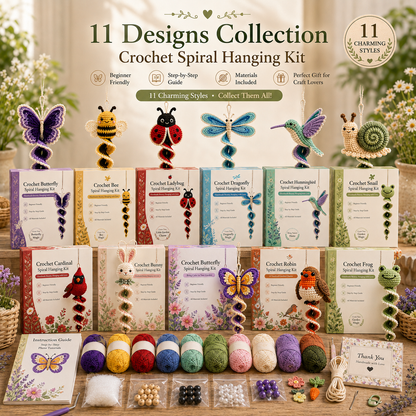 🧶 Crochet Garden Animal Spiral Hanging Kit – Beginner-Friendly DIY Craft