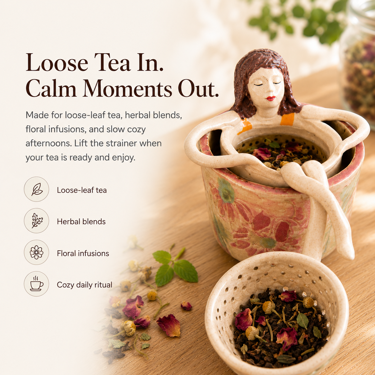 Ceramic Tea Strainer Gift for Tea Lovers
