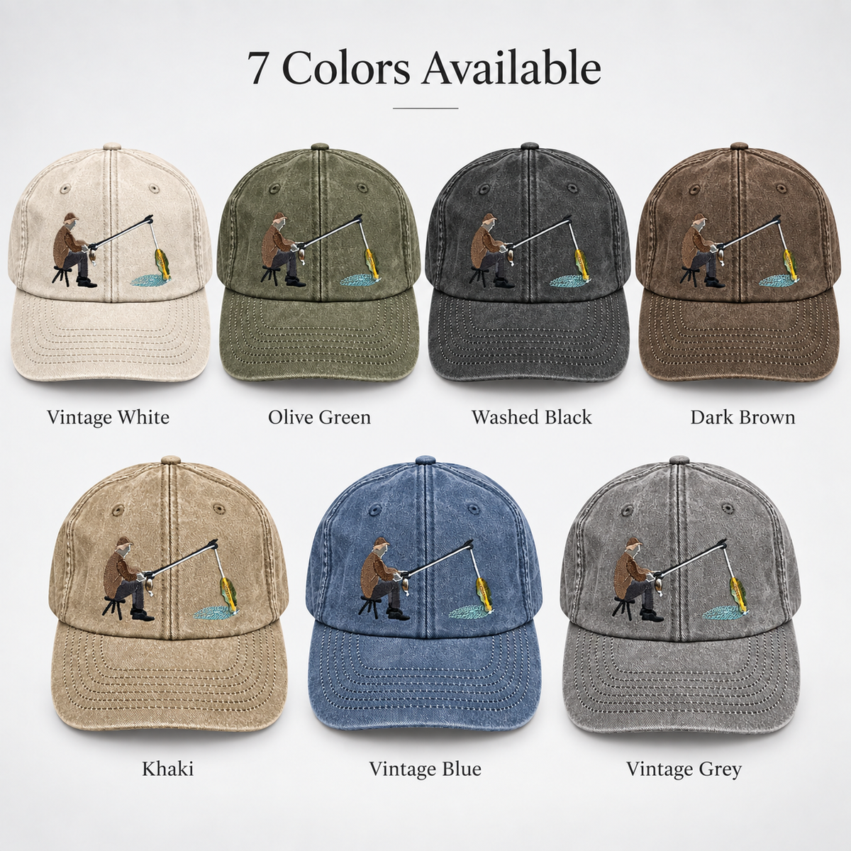🎣 Catch of the Day Interactive Fishing Cap –🎁 Vintage Washed Moving Fish Hat