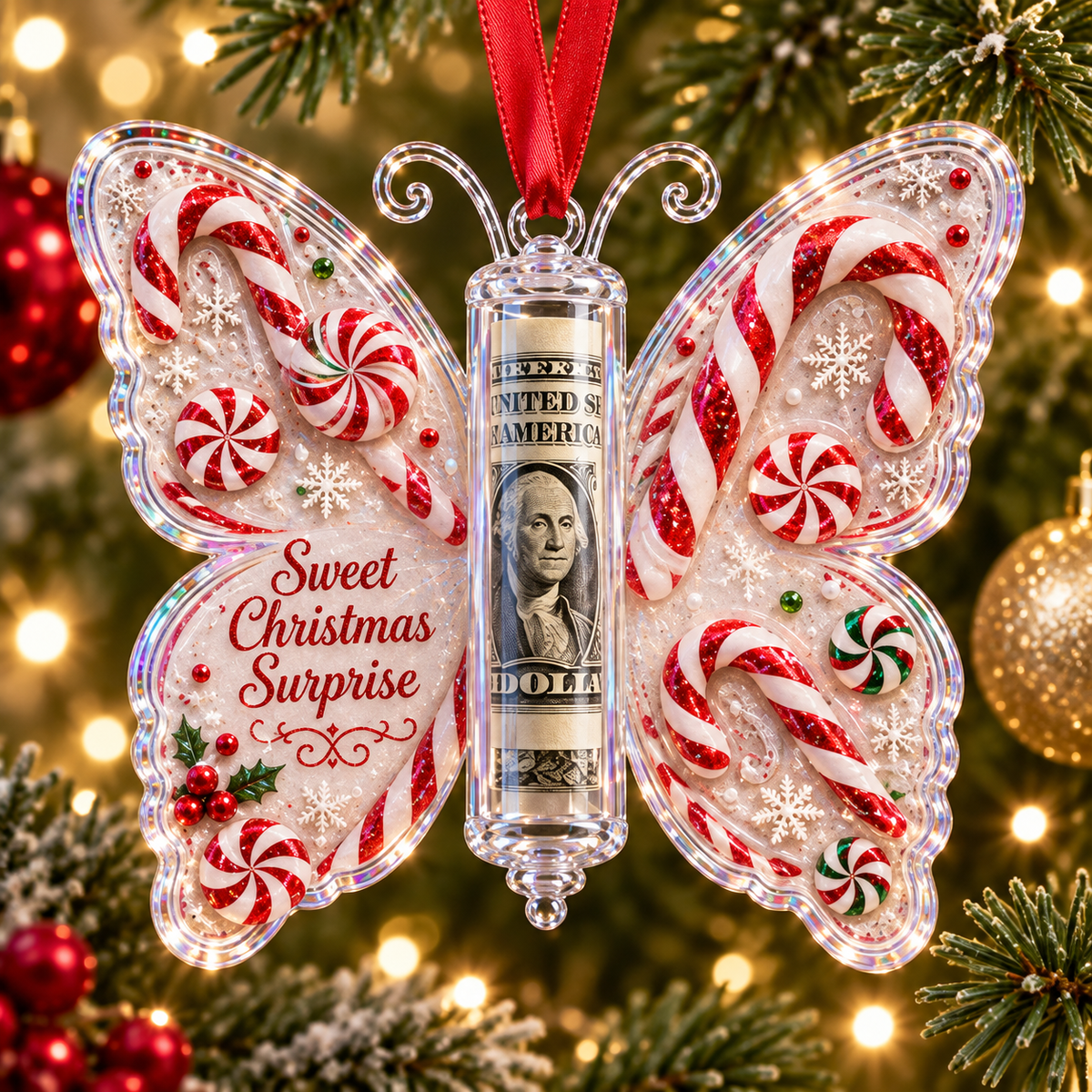🦋Butterfly Christmas Cash Gift Ornament – 💝A Beautiful Way to Give Money