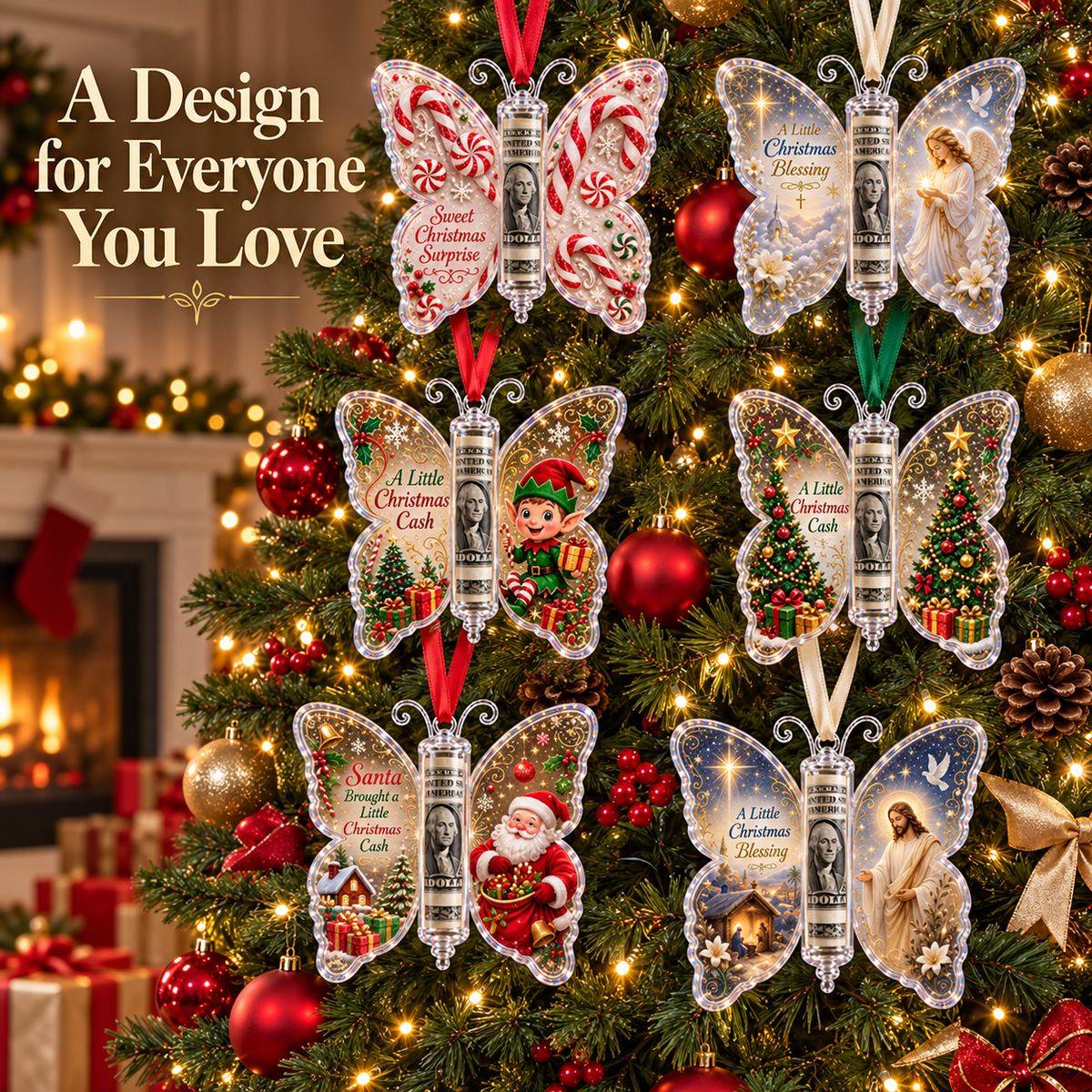 🦋Butterfly Christmas Cash Gift Ornament – 💝A Beautiful Way to Give Money