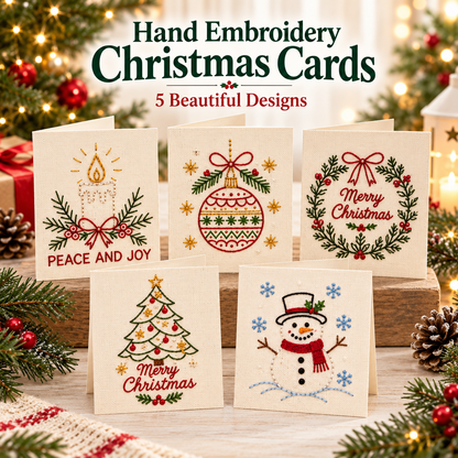 🎄 Christmas Embroidery Card Kit – Stitch a Little Holiday Magic ✨