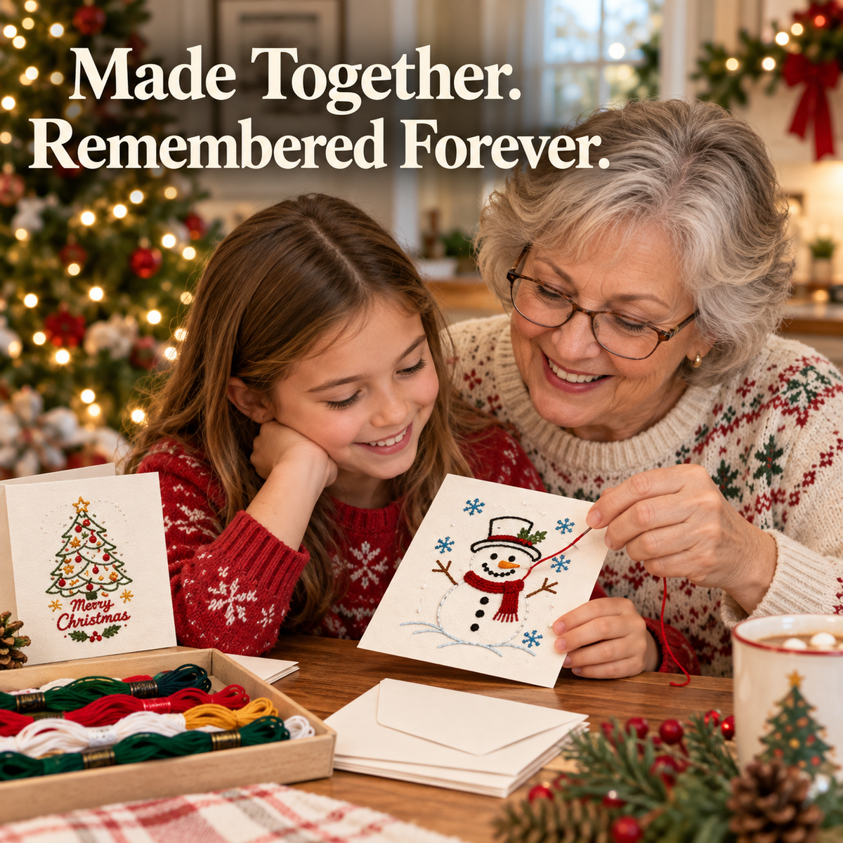🎄 Christmas Embroidery Card Kit – Stitch a Little Holiday Magic ✨