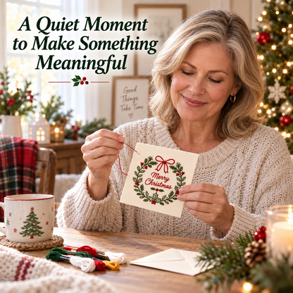 🎄 Christmas Embroidery Card Kit – Stitch a Little Holiday Magic ✨