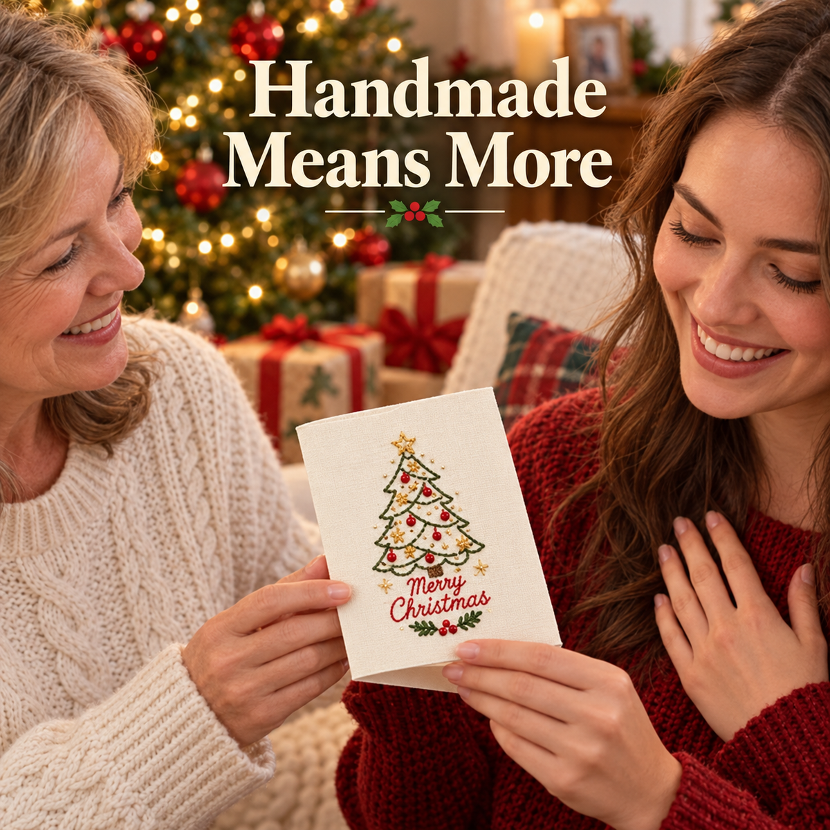 🎄 Christmas Embroidery Card Kit – Stitch a Little Holiday Magic ✨