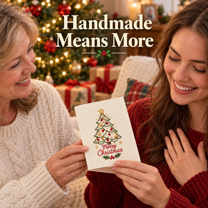 🎄 Christmas Embroidery Card Kit – Stitch a Little Holiday Magic ✨