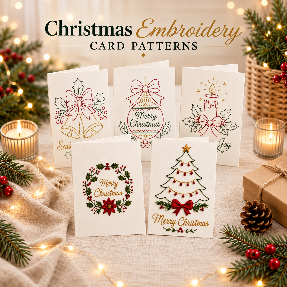 🎄 Christmas Embroidery Card Kit – Stitch a Little Holiday Magic ✨