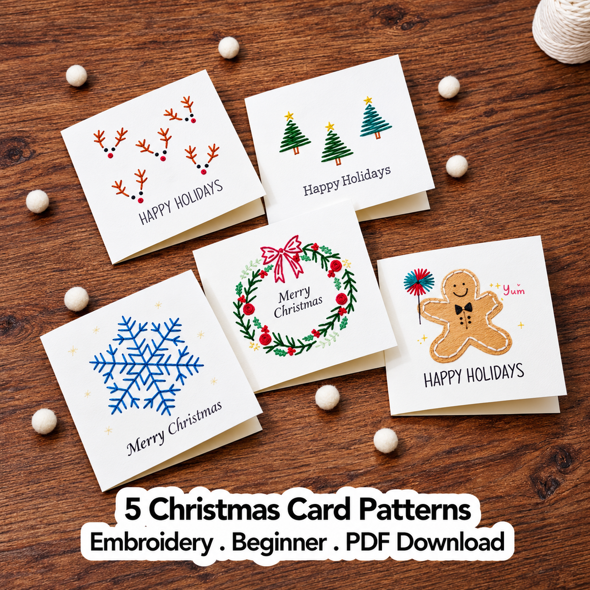 🎄 Christmas Embroidery Card Kit – Stitch a Little Holiday Magic ✨