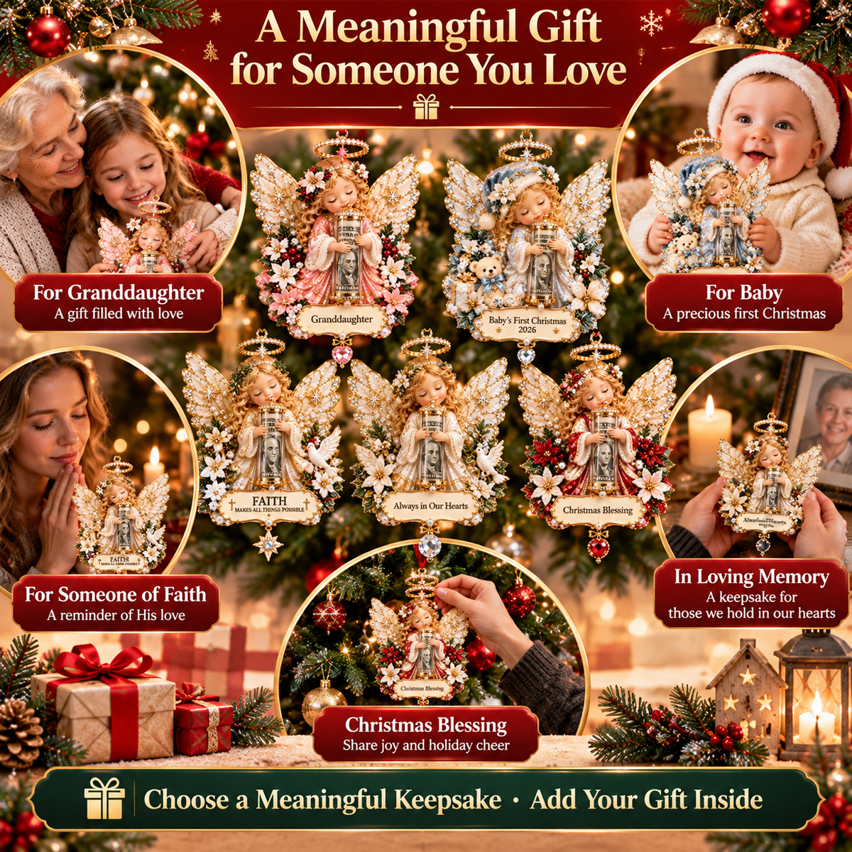 👼🎄 Christmas Angel Cash Holder Ornament