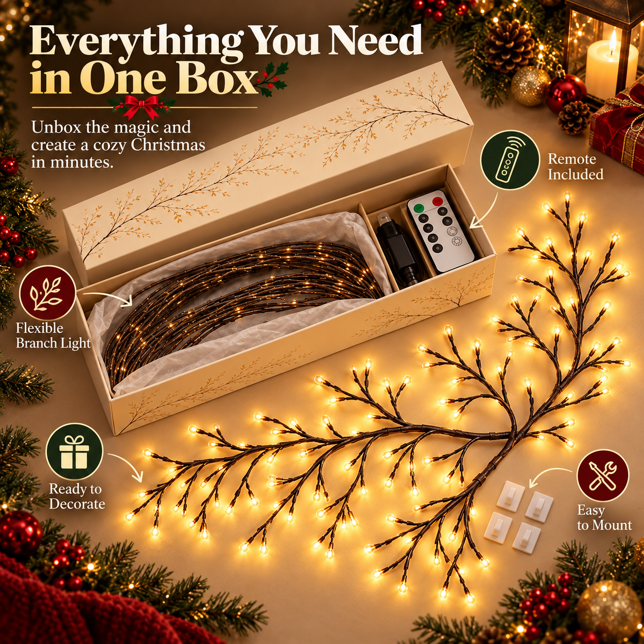 Christmas Branch Lights Package Contents