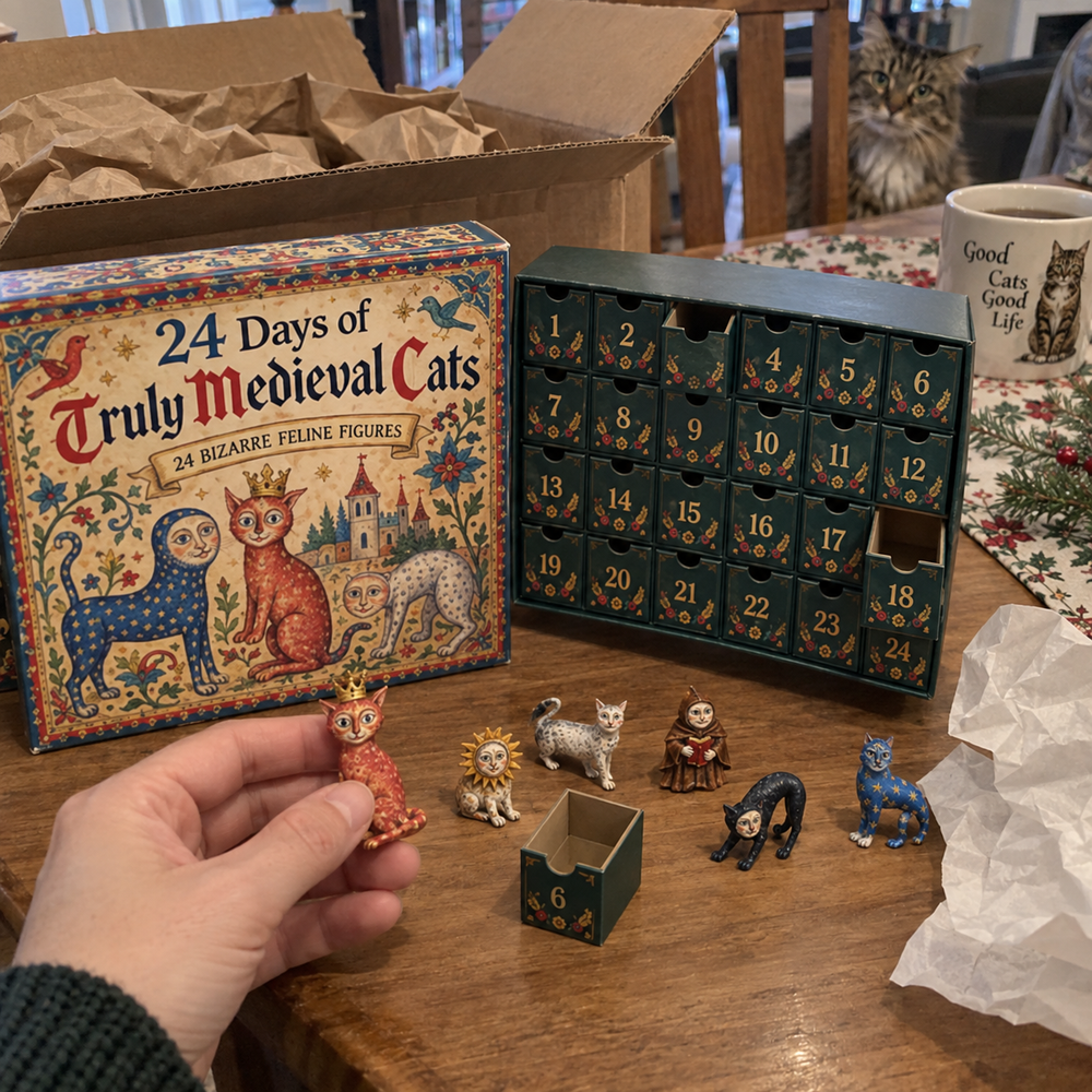 Medieval Cats Advent Calendar displayed in customer home