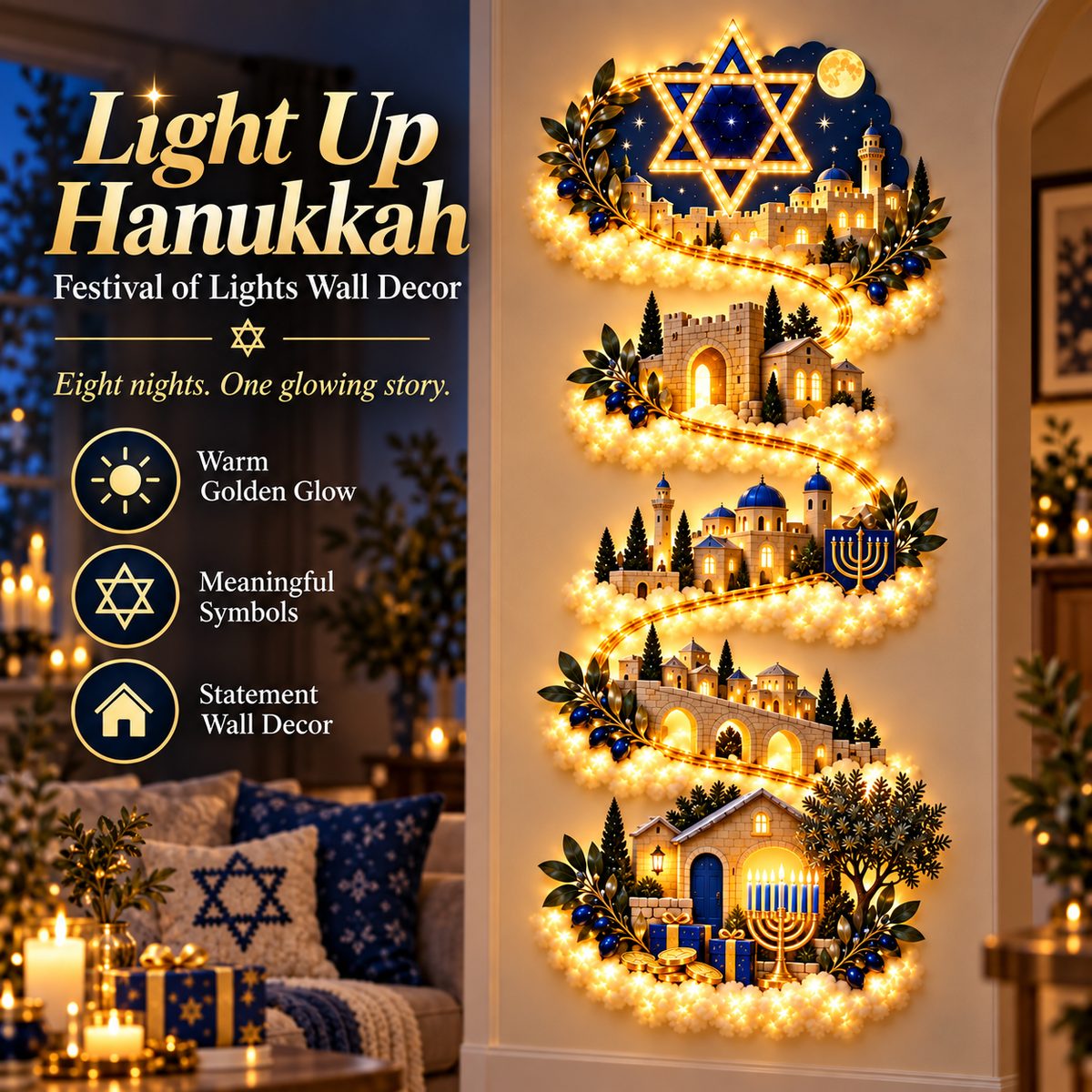 Four Hanukkah wall decor designs