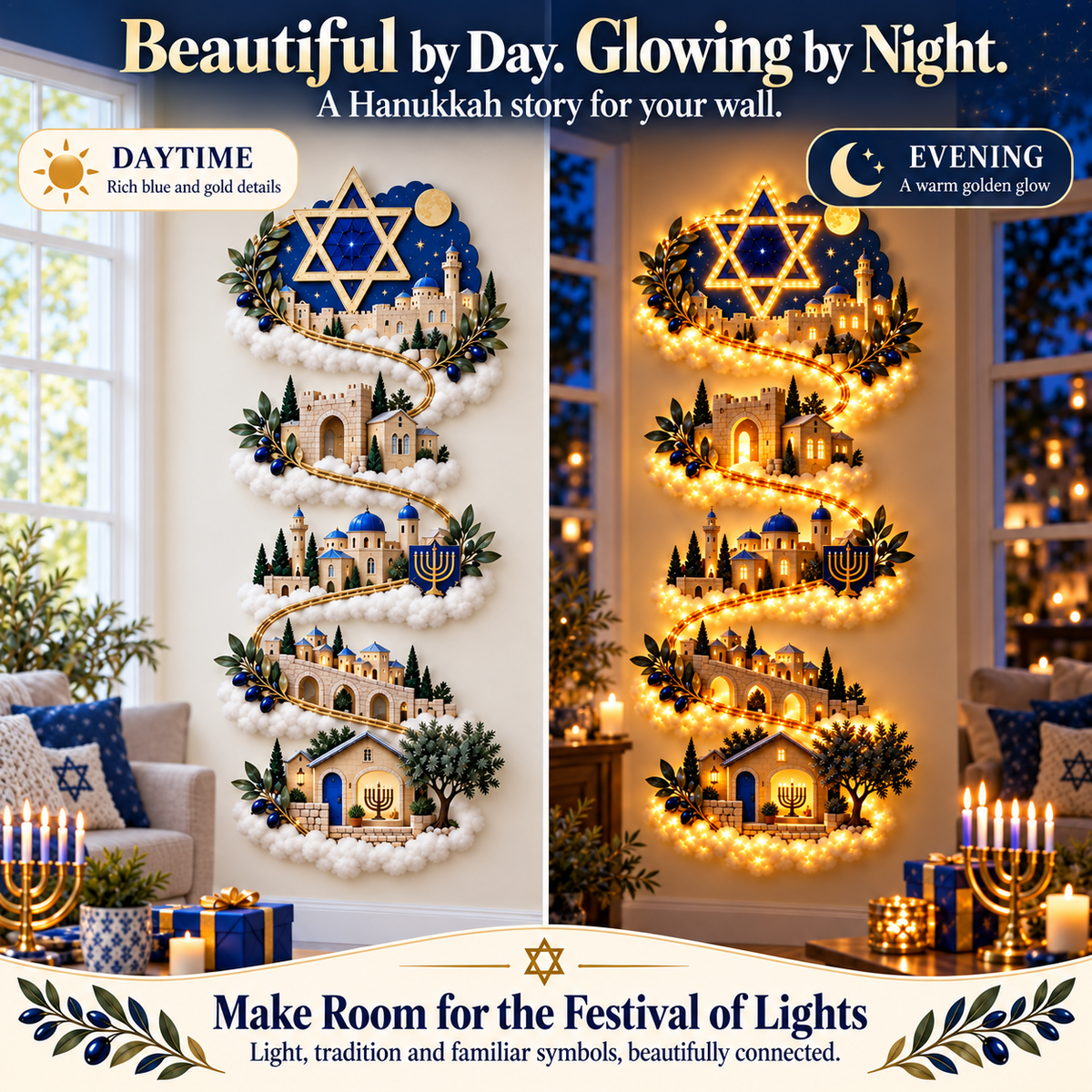 Hanukkah wall decor details