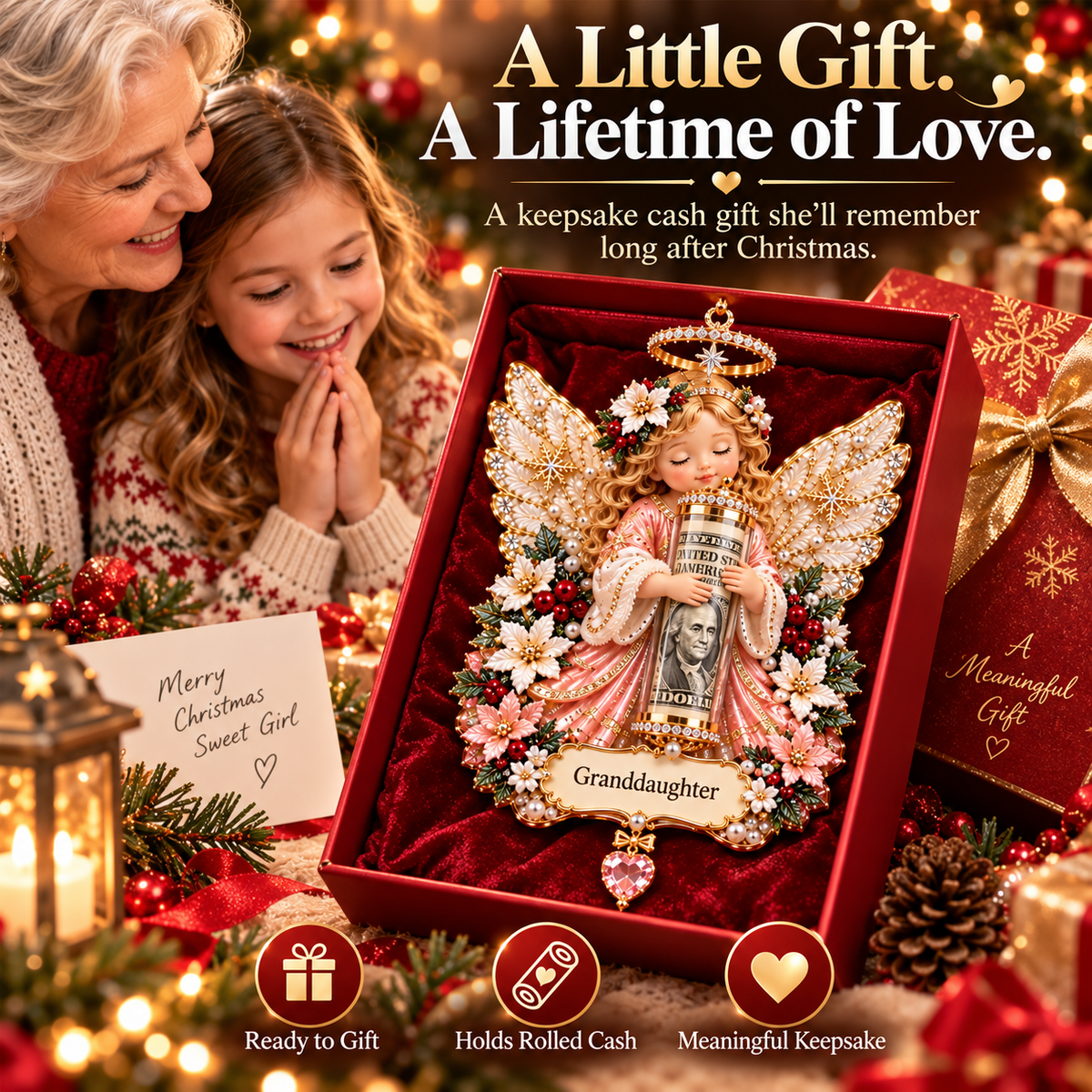Christmas angel cash gift keepsake