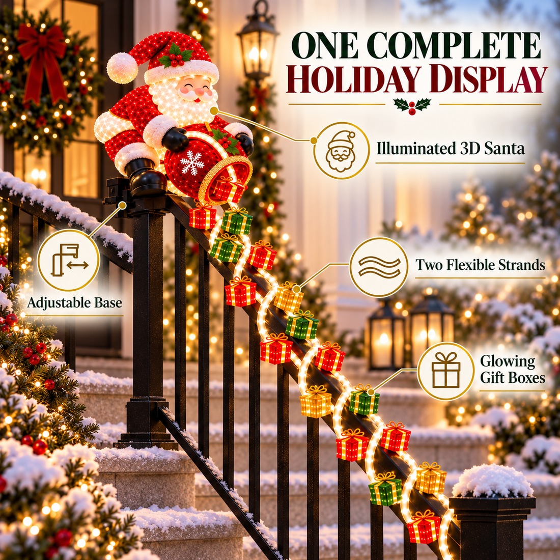 Two flexible Christmas gift light strands
