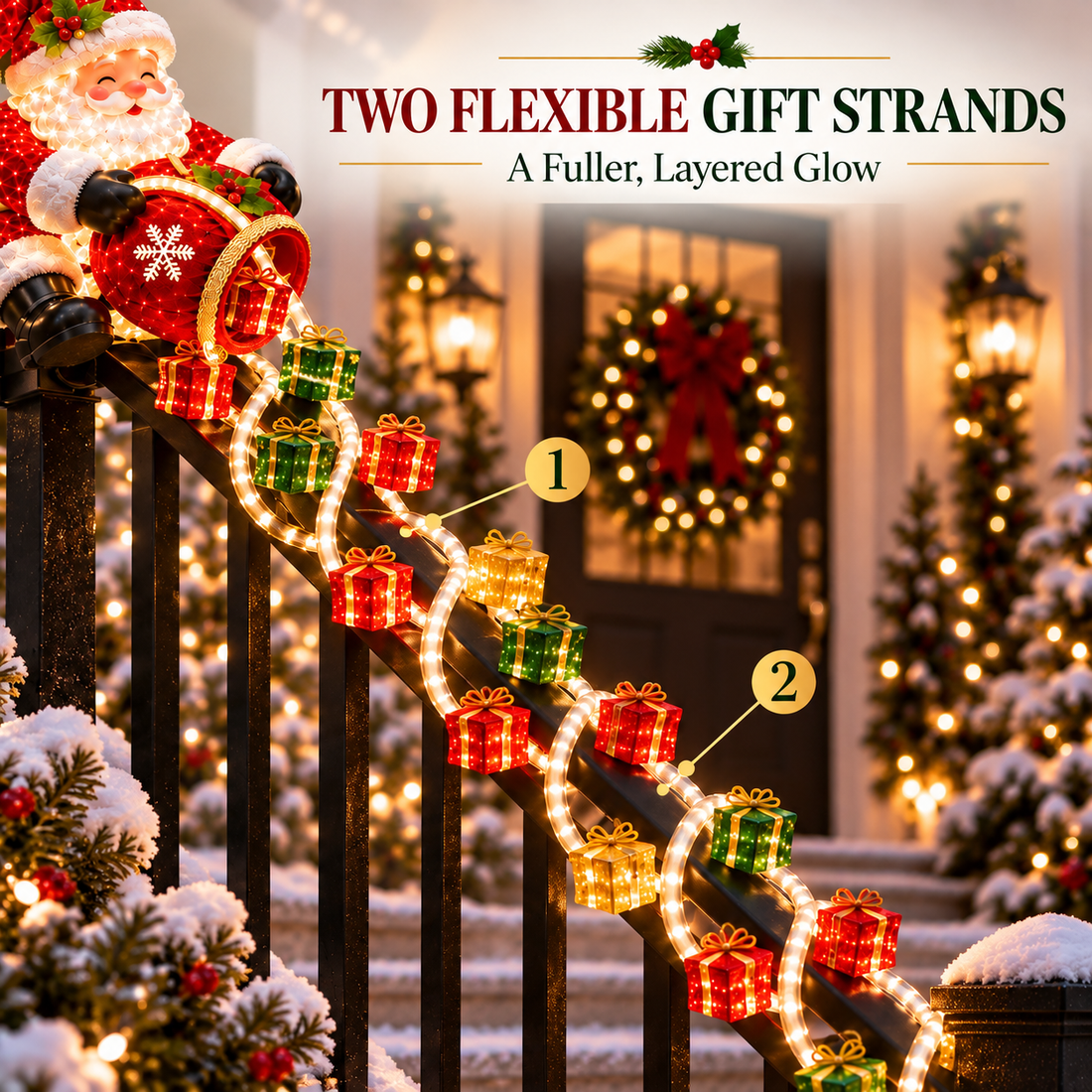 Complete Santa Christmas railing display