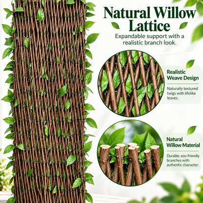 🍀Expandable Faux Ivy Fence with White Flowers - Stretchable Privacy Screen for Balcony, Patio & Garden Walls