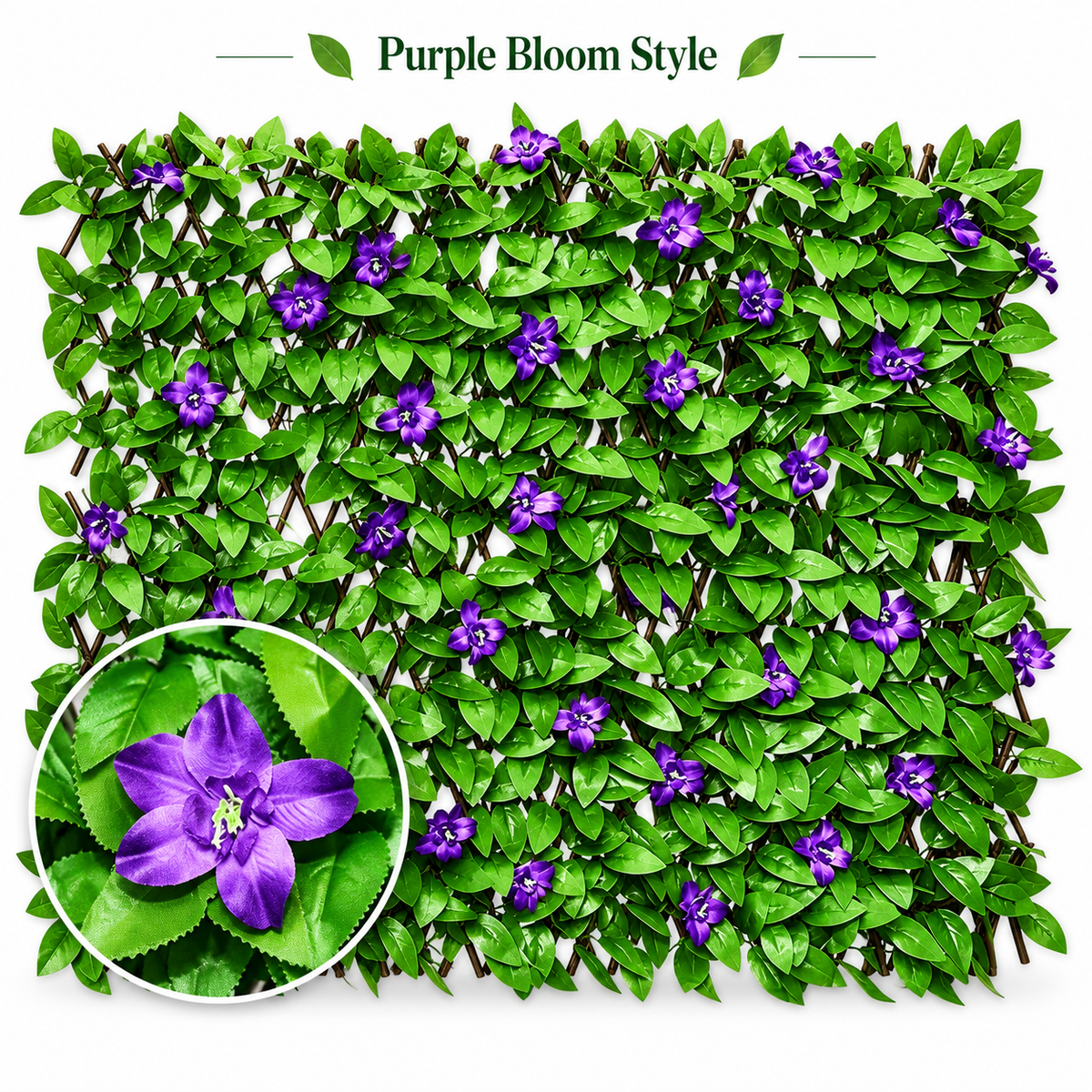🍀Expandable Faux Ivy Fence with White Flowers - Stretchable Privacy Screen for Balcony, Patio & Garden Walls