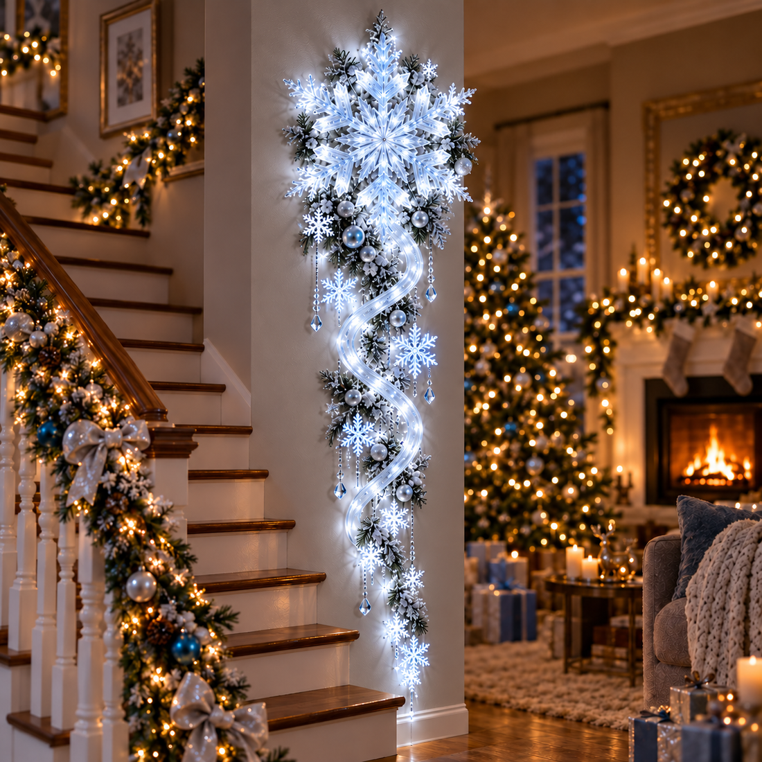 Warm white winter wall decoration