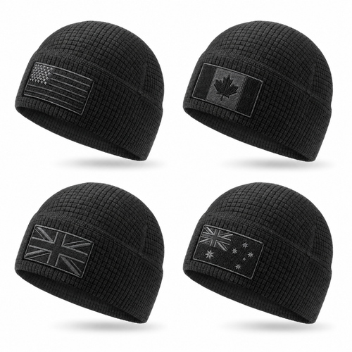 Flag Embroidery Waffle Watch Cap