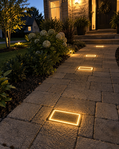 ⭐☀️ Solar Paver Lights 4'×8' – Warm White Recessed Ground Lights for Driveways, Walkways & Patios