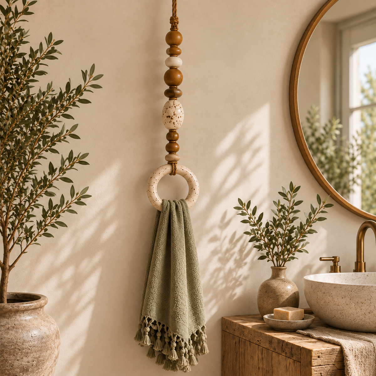 🛀 Boho Beaded Towel Hanger