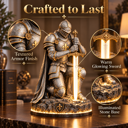 👑🛡️ The King’s Last Guardian™ –⚔️ Illuminated Knight Sculpture