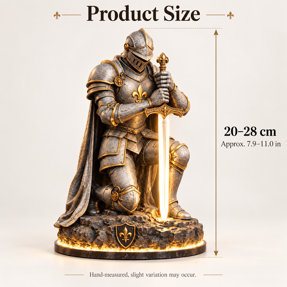 👑🛡️ The King’s Last Guardian™ –⚔️ Illuminated Knight Sculpture