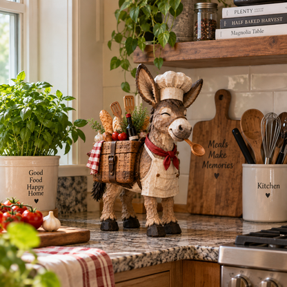 🫏 The Stubborn Little Chef — Carved Kitchen Donkey Figurine