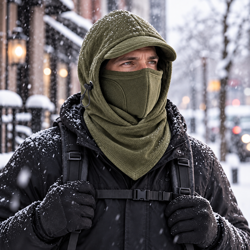 🔥Fleece Double Layer Integrated Mask Hat