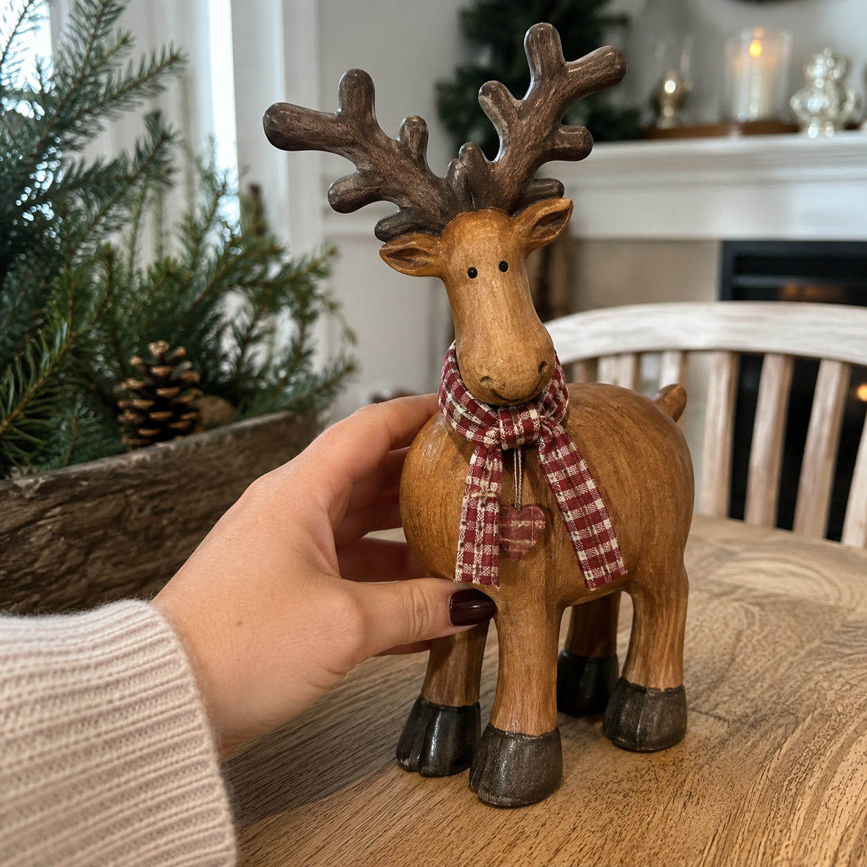 Rustic Farmhouse Reindeer Figurine