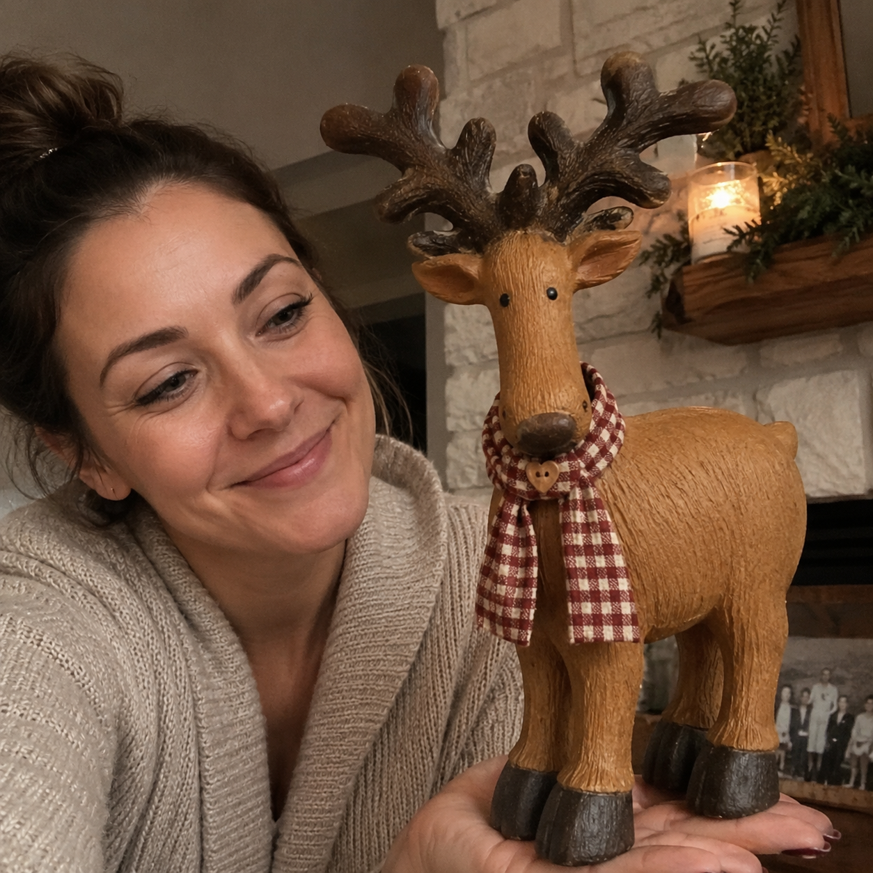 Rustic Farmhouse Reindeer Figurine