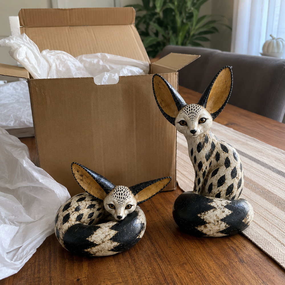 Vintage Fennec Fox sculptures unboxing