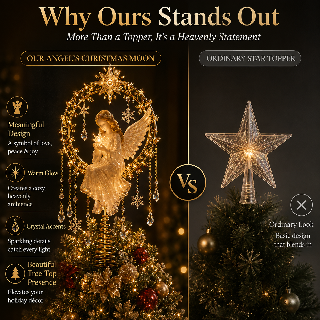 🔥Last Day 49% OFF✨ Angel’s Christmas Moon™ Lighted Angel Tree Topper