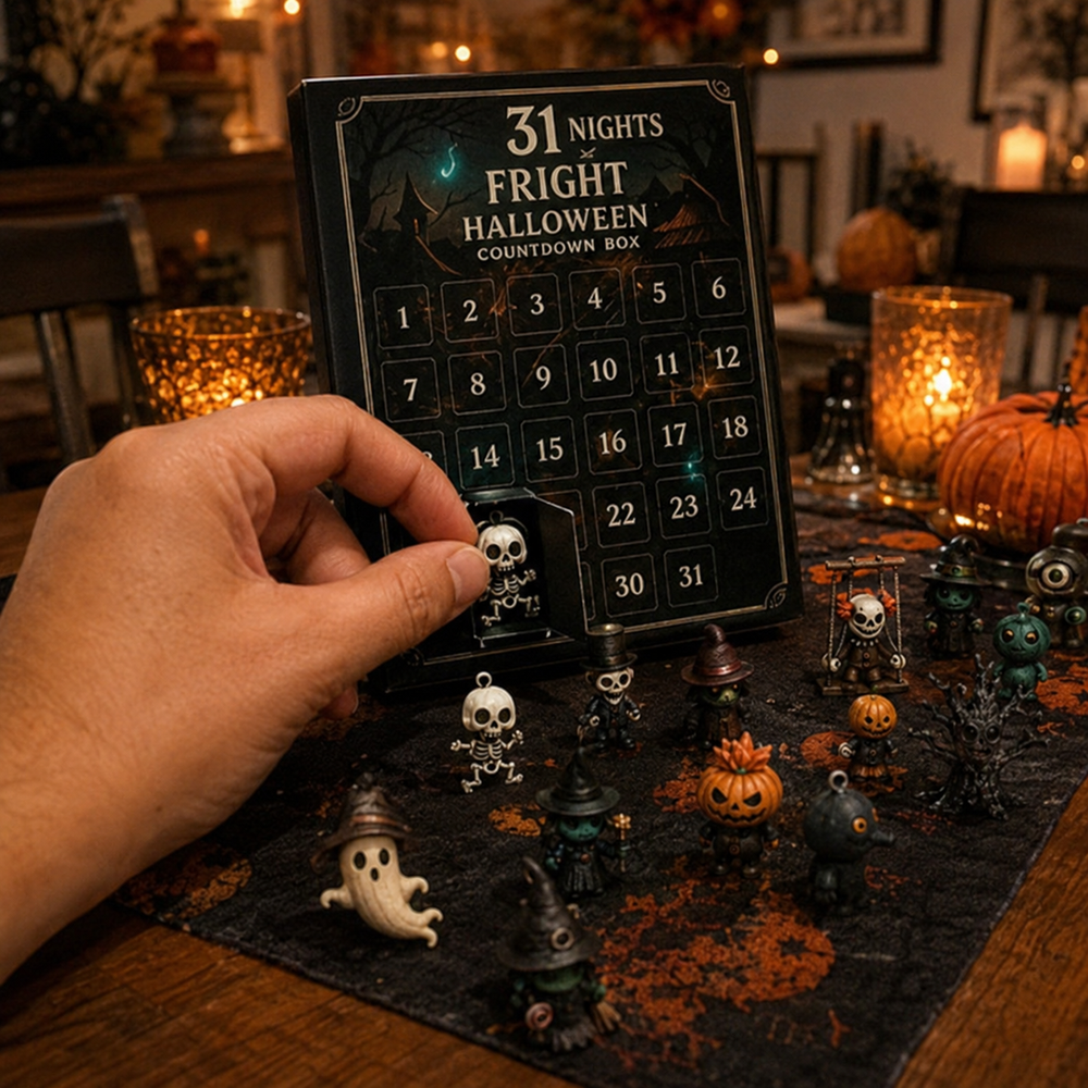 Halloween countdown collectibles displayed at home