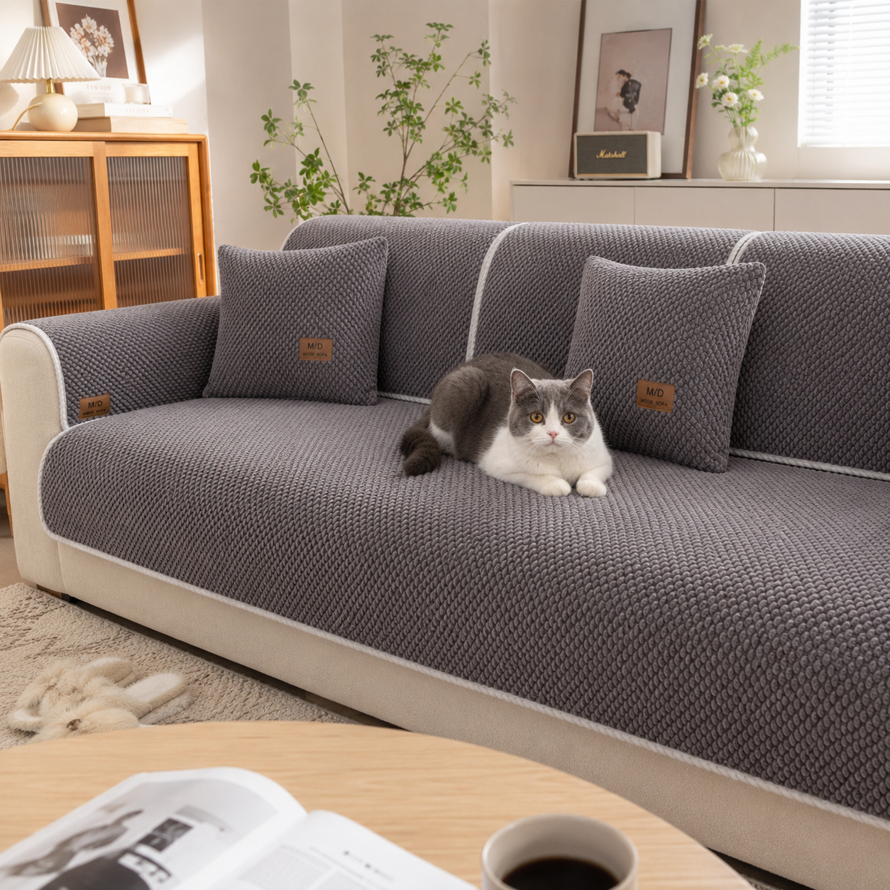 Removable Sofa Cover, Non-Slip Polyester