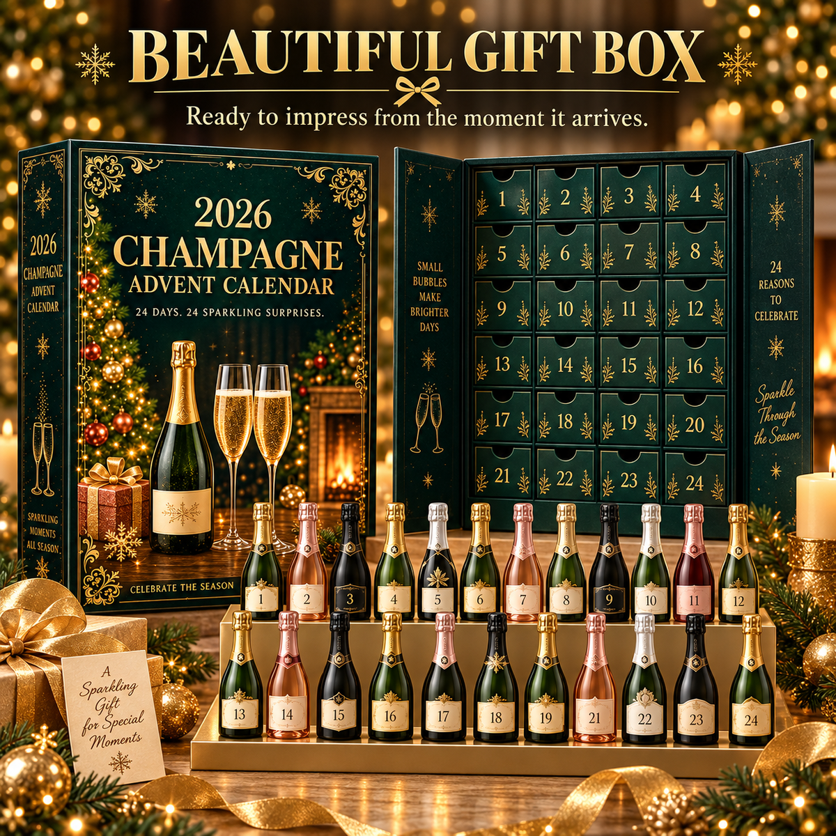 Champagne Advent Calendar displayed during holiday celebrations