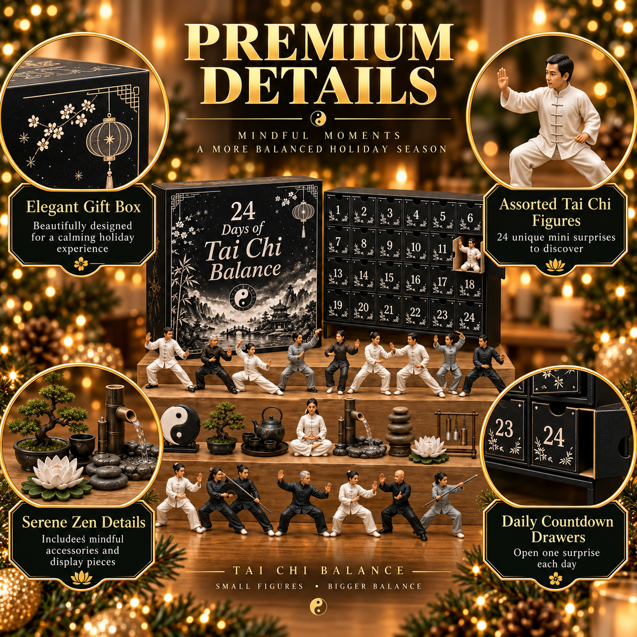 CHRISTMAS KICKOFF 49% OFF - 2026 Days of Tai Chi Balance Blind Box - 24-Day Festive Countdown, Tai Chi Collectible Figures Blind Box - Gift For Tai Chi Lovers