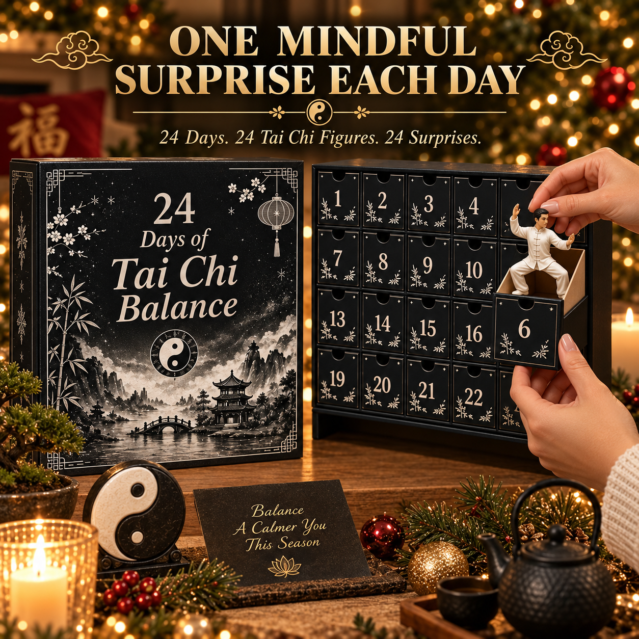 Tai Chi Balance Advent Calendar presented as a holiday gift