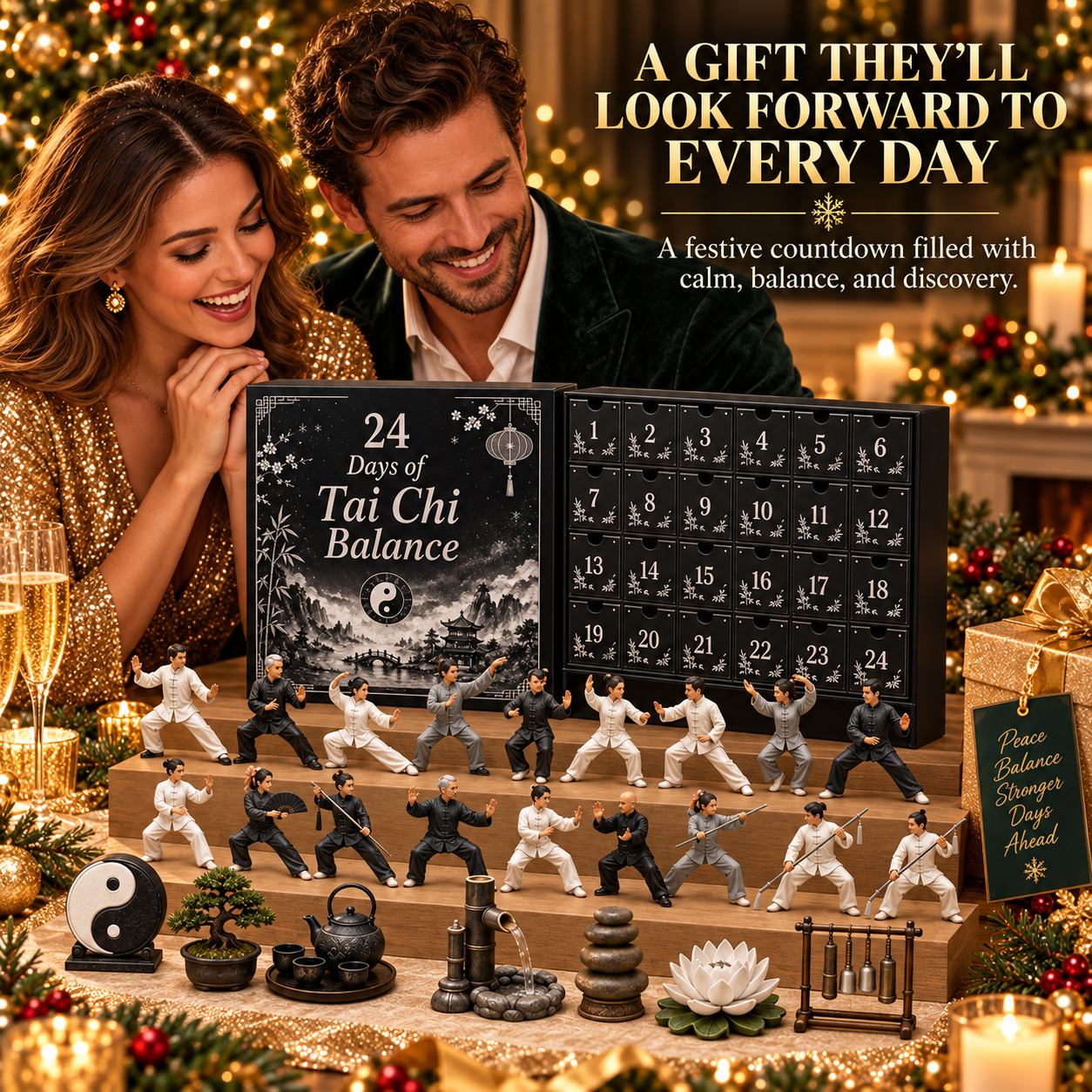 CHRISTMAS KICKOFF 49% OFF - 2026 Days of Tai Chi Balance Blind Box - 24-Day Festive Countdown, Tai Chi Collectible Figures Blind Box - Gift For Tai Chi Lovers