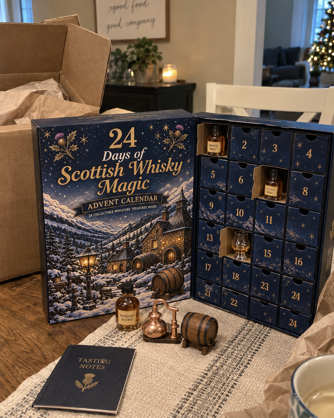 CHRISTMAS KICKOFF 49% OFF - 2026 Days of Scottish Whisky Magic Blind Box - 24-Day Festive Countdown, Scottish Whisky-Themed Collectible Figures Blind Box - Gift For Whisky Lovers