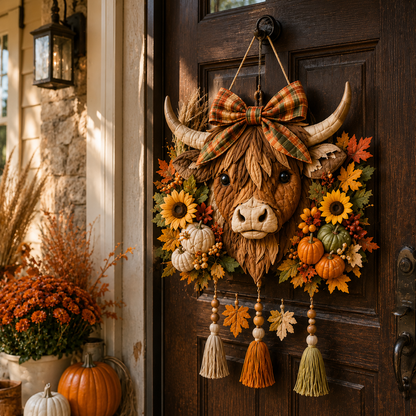 🍂🐮🧵Highland Cow Harvest Quilted Door Hanger DIY Kit