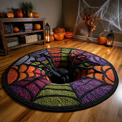 🎄👻 ✨ 60,000+ Sold — 3D Skeleton Vortex Quilted Round Halloween Rug