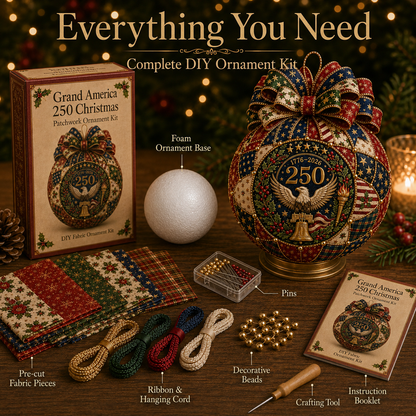 🇺🇸❤️Beginner-Friendly🎄 USA 250th Anniversary Christmas Patchwork Ornament DIY Kit