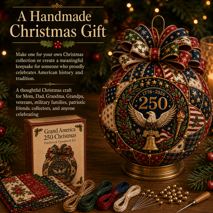 🇺🇸❤️Beginner-Friendly🎄 USA 250th Anniversary Christmas Patchwork Ornament DIY Kit