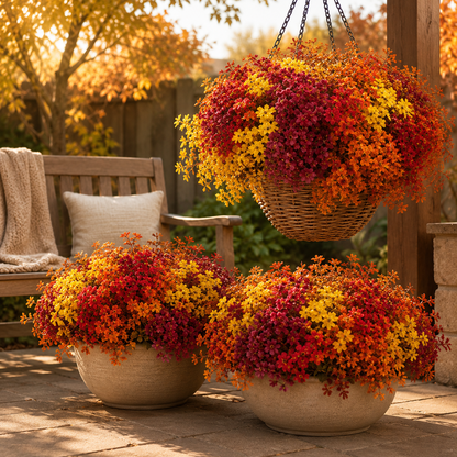 16 Bundles Artificial Fall Mums UV Resistant Flowers Outdoor Autumn Decor