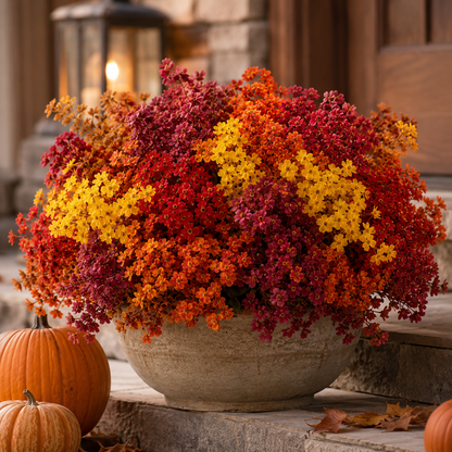 16 Bundles Artificial Fall Mums UV Resistant Flowers Outdoor Autumn Decor