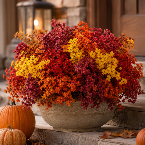 16 Bundles Artificial Fall Mums UV Resistant Flowers Outdoor Autumn Decor