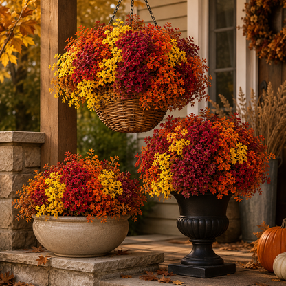 16 Bundles Artificial Fall Mums UV Resistant Flowers Outdoor Autumn Decor